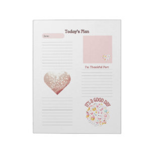 Bloc-note Cahier de planification quotidienne rose pour enfa