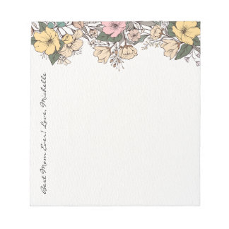Bloc-note Cahier personnalisé floral féminin pour la fête de