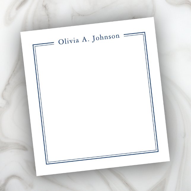 Bloc-note Cahier simple élégant moderne bleu blanc (Elegant Stylish Design Simply Personalize with Your Custom Name.)