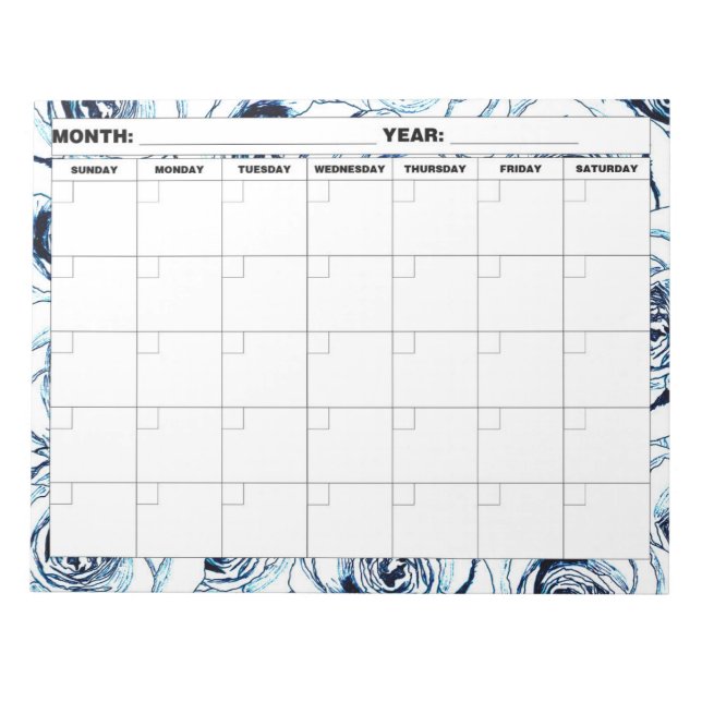 Bloc-note Calendrier blanc Rose bleu foncé (Devant)
