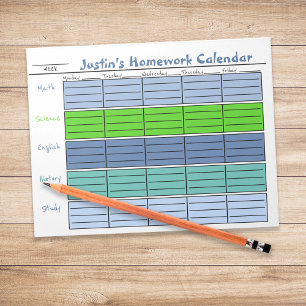 Bloc-note Calendrier coloré de liste de tâches scolaires pou