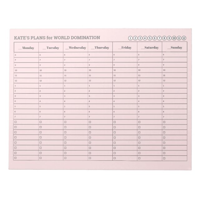 Bloc-note Calendrier de rendez-vous hebdomadaire rose pâle a (Devant)