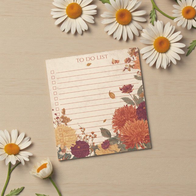 Bloc-note Calendrier de tâches en souci orange rustique, Nat (Rustic Orange Marigold To Do List Nature Botanical Notepad)