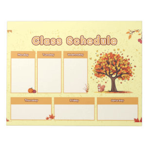 Bloc-note Calendrier des cours d'automne avec de mignonnes i