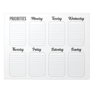 Bloc-note Calendrier du planificateur hebdomadaire Tear Away