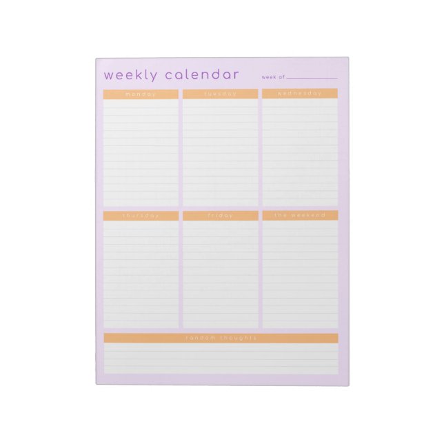 Bloc-note Calendrier hebdomadaire (Tourné)