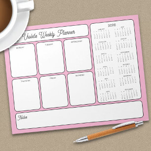 Bloc-note Calendrier Hebdomadaire 2026 Pour Faire Pink