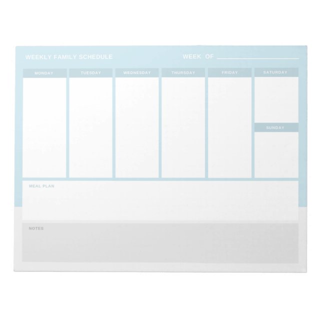 Bloc-note Calendrier hebdomadaire de la famille (Devant)