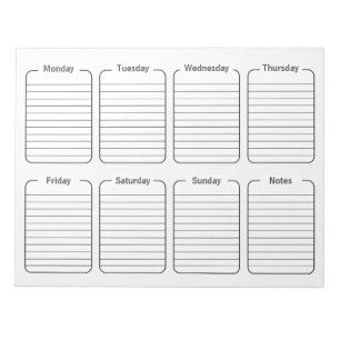 Bloc-note Calendrier hebdomadaire simple du planificateur bl
