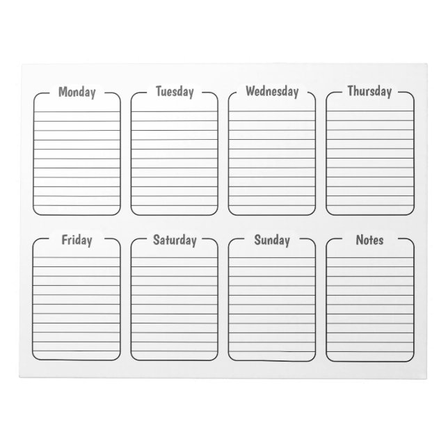 Bloc-note Calendrier hebdomadaire simple du planificateur bl (Devant)