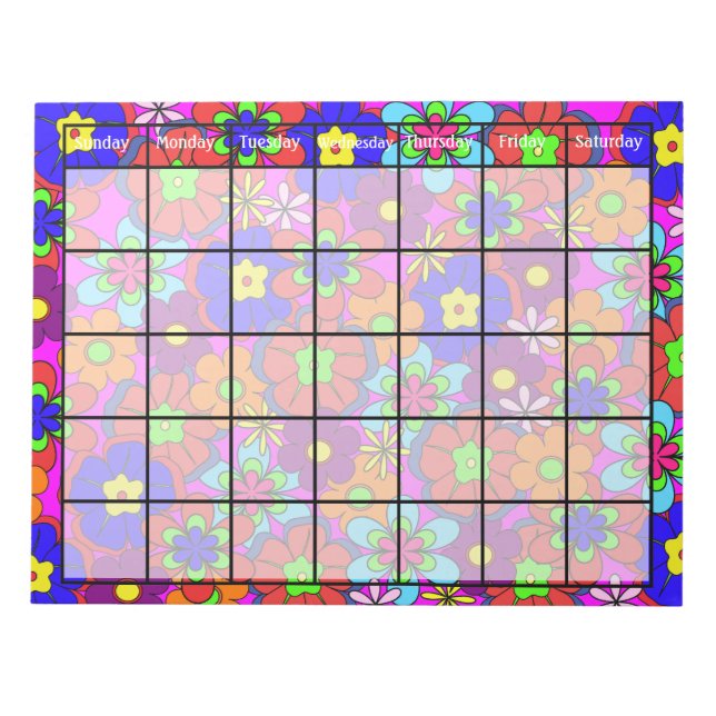 Bloc-note Calendrier Hippy Retro Flowers (Devant)