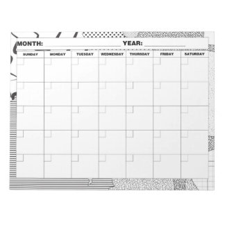 Bloc-note Calendrier noir et blanc motif Galore