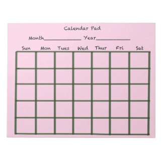 Bloc-note Calendrier rose pâle