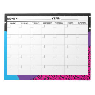 Bloc-note Calendrier vierge géométrique des années 80