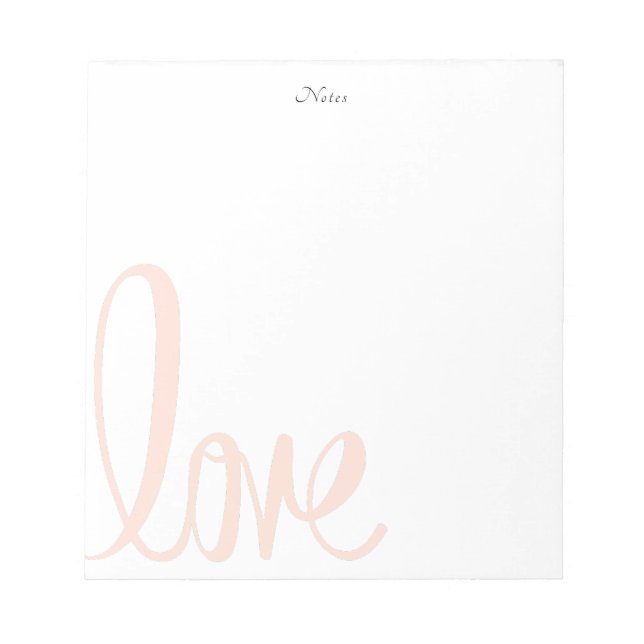 Bloc-note Calligraphie Blush Pink Love Personnalisé (Devant)