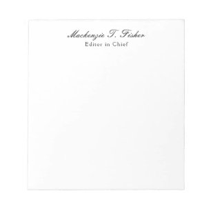 Bloc-note Calligraphie classique Élégante Plaque blanche sim