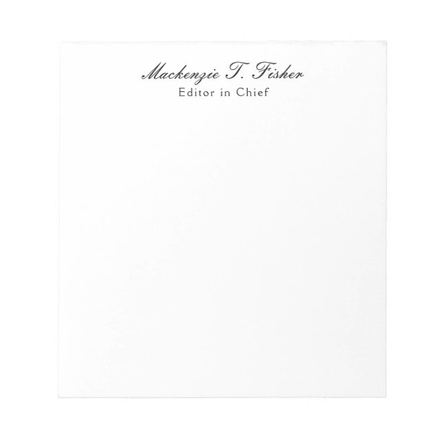 Bloc-note Calligraphie Classique Élégante Simple Blanche (Devant)
