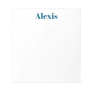 Bloc-note Calligraphie de nom Script Plain Simple Blanc Bleu