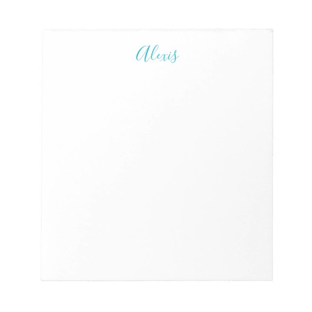 Bloc-note Calligraphie de nom Script Plain Simple Blanc Bleu (Devant)