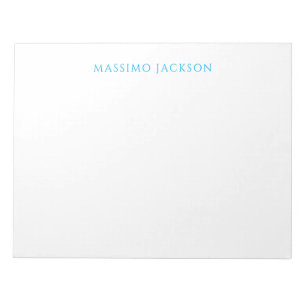 Bloc-note Calligraphie de nom Script simple blanc bleu clair