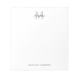 Bloc-note Calligraphie de script minimaliste Monogramme gris