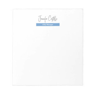 Bloc-note Calligraphie minimaliste bleu noir blanc simple