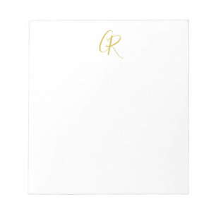 Bloc-note Calligraphie Monogramme Couleur Or Moderne Simple