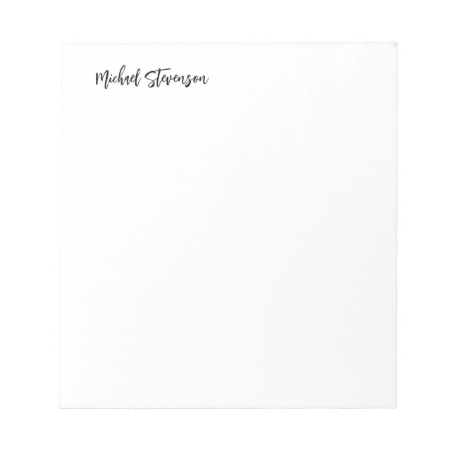 Bloc-note Calligraphie Noir Blanc Personnalisé Plaque Modern (Devant)