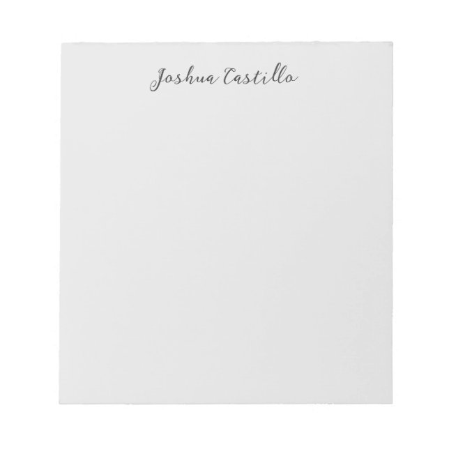 Bloc-note Calligraphie Simple Gris Professionnel Nom (Devant)