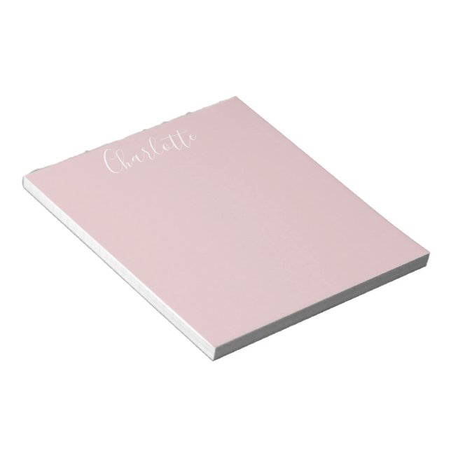 Bloc-note Calligraphie Stylish Personnalisée Nom Blush Rose (Incliné)