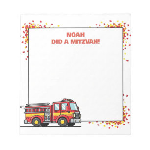 Bloc-note Camion feu rouge Camion Mitzvah personnalisé