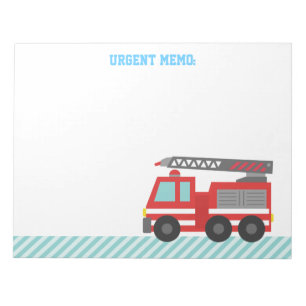 Bloc-note Camion feu rouge mignon pour petits pompiers