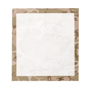 Bloc-note Camo Camouflage Désert Beige Brun Vert