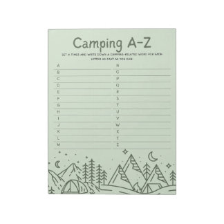 Bloc-note Camping Amusant en famille A-Z Jeu