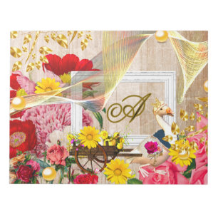 Bloc-note Canard & Bois Carrier Roses rouges Décor or Floral