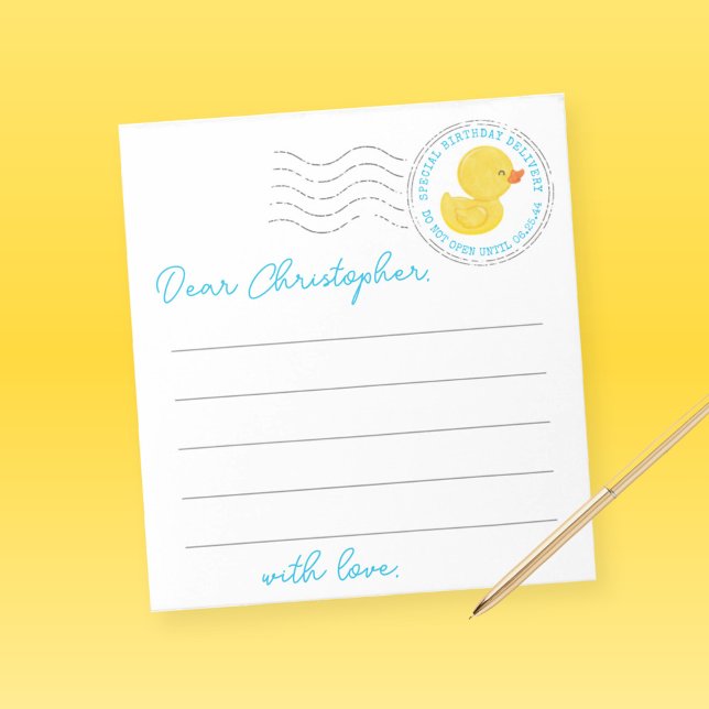 Bloc-note Canard en caoutchouc 1er Anniversaire Heure Capsul (Watercolor Rubber Duck Time Capsule First Birthday or Wishes for Baby Note Sheets)