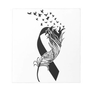 Bloc-note Cancer Black Ribbon Feather Birds