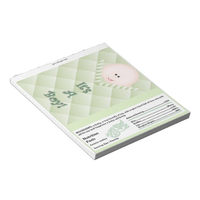 Bloc-note Candy Bar Wrapper Baby shower Green Party Favorise (Incliné)