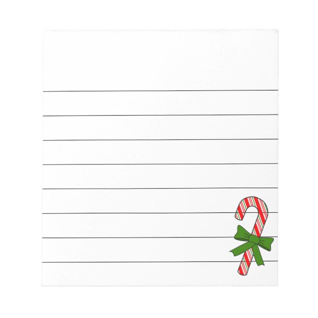 Bloc-note Candy Cane Green Ribbon Christmas Drawing Lined  (Devant)