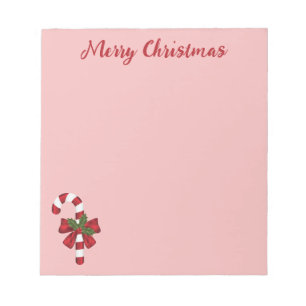 Bloc-note Canne de Noël rouge et blanche avec texte personna