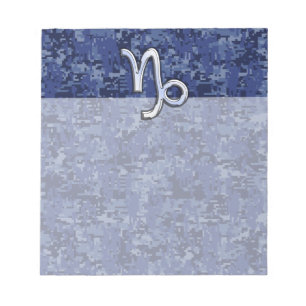 Bloc-note Capricorn Zodiac Sign on navy blue digital camo