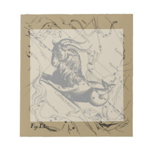 Bloc-note Capricorne Constellation Vintage Engraving Heveliu
