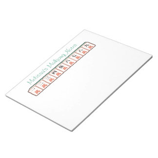 Bloc-note Caractères de nom personnalisés Tuiles Mahjong élé