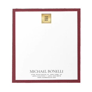Bloc-note Cardinal Red Leather Carré Logo professionnel