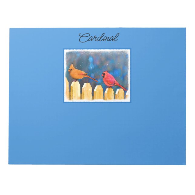 Bloc-note Cardinals on the Fence Painting - Art original (Devant)