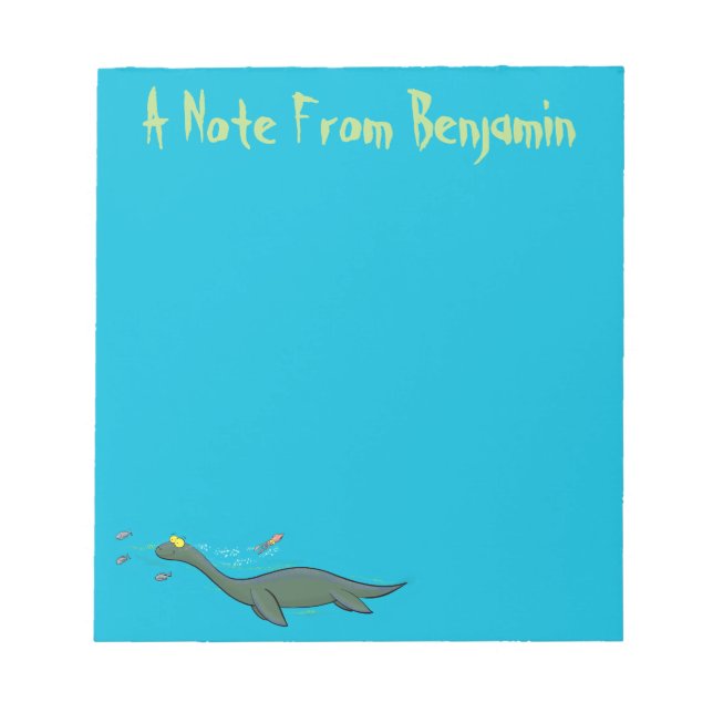 Bloc-note Caricature de plesiosaure, monstre marin mignon et (Devant)