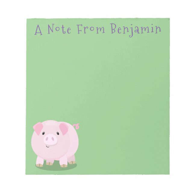 Bloc-note Caricature de porc mignon rose pot vendue (Devant)