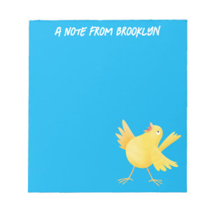 Bloc-note Caricature d'oiseau canari jaune chantant mignon