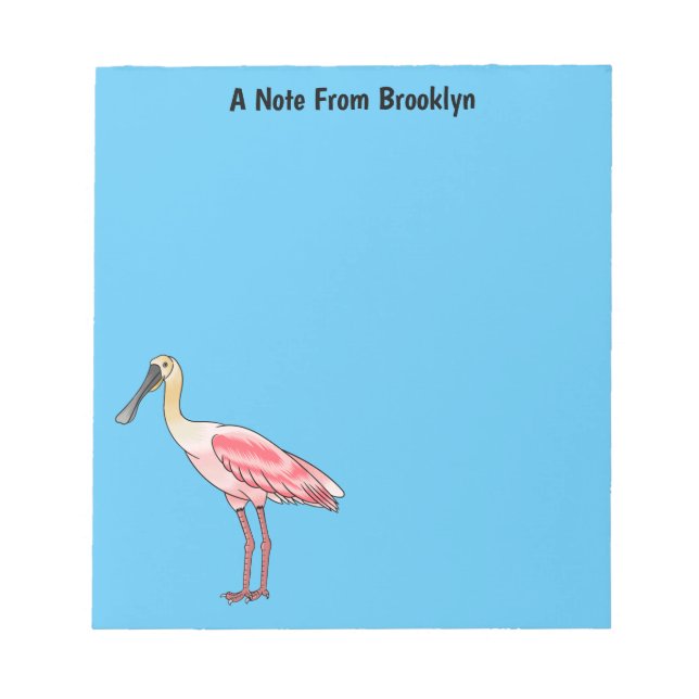 Bloc-note Caricature d'oiseau de spatule de rose (Devant)