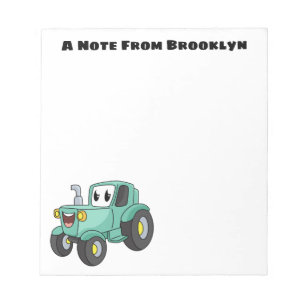 Bloc-note Caricature joli tracteur vert joyeux